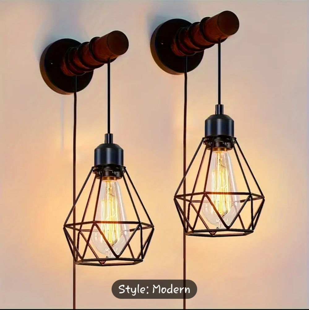 Modern Wall Mounting Pull in Light Fixtures Lamps Rustic Pair NEW - Picture 5 of 14